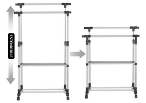 Stand appendiabiti da terra attaccapanni abiti 155 x 80 x 42mm doppio 69063