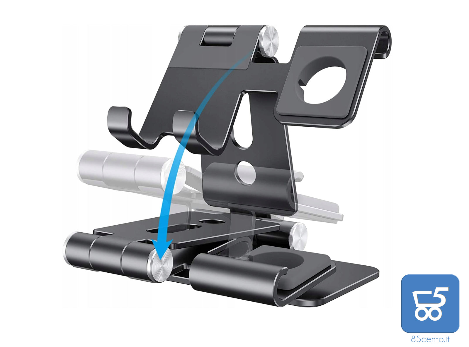 Stand per smartphone smartwatch tablet 2 in 1 OMOTON CW04 lega alluminio