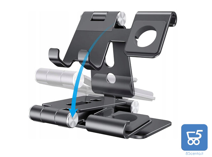 Stand per smartphone smartwatch tablet 2 in 1 OMOTON CW04 lega alluminio