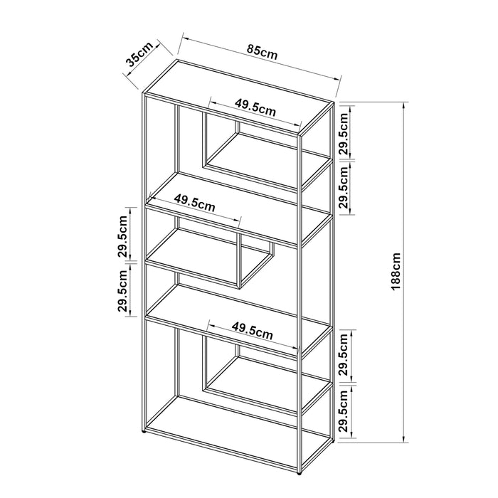 Scaffale da Terra Vehmaa in Acciaio Nero opaco 188 x 85 x 35 cm [en.casa]