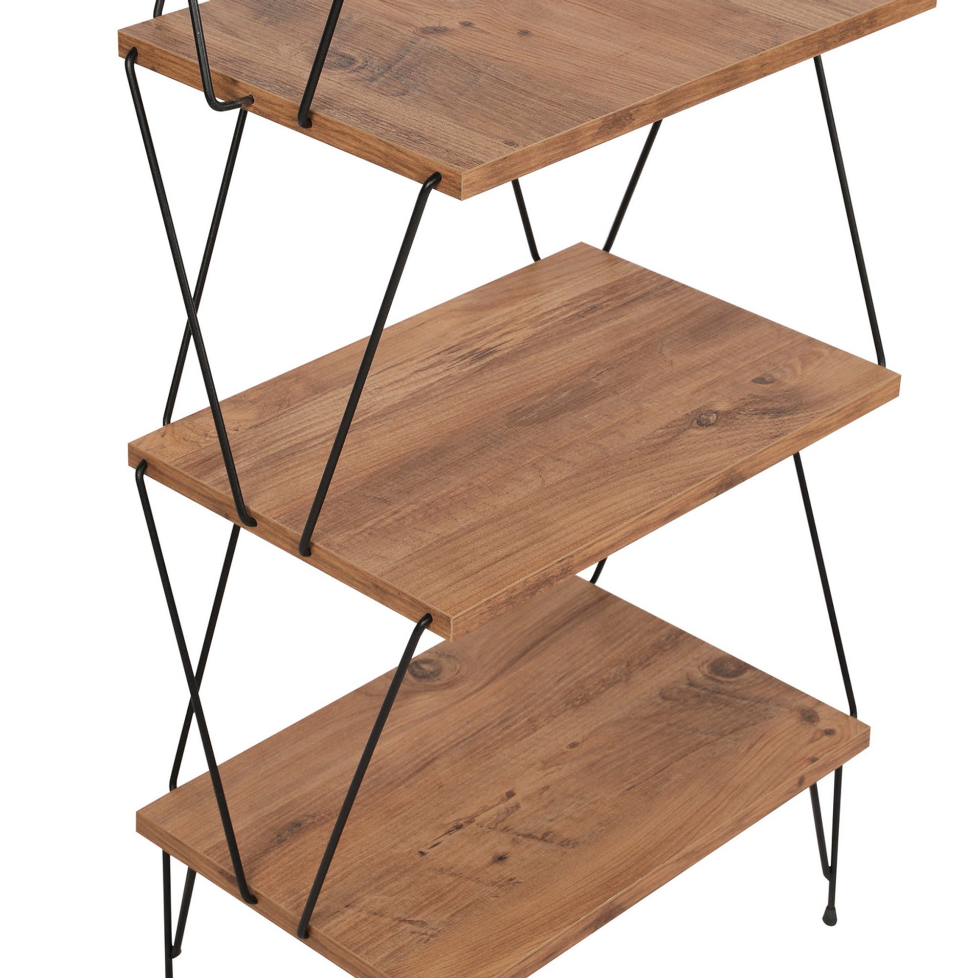 Scaffale da Terra Boden a 6 Piani 164 x 46 x 30 cm Effetto Legno / Nero [en.casa]