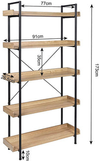 Scaffale freestanding con 5 ripiani 91×25,5×173 cm rovere chiaro 19_0000144