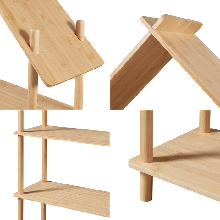 Libreria per bambini a tre ripiani a forma di cabina di bambù 137 x 90 x 30 cm bambù naturale 03_0009005