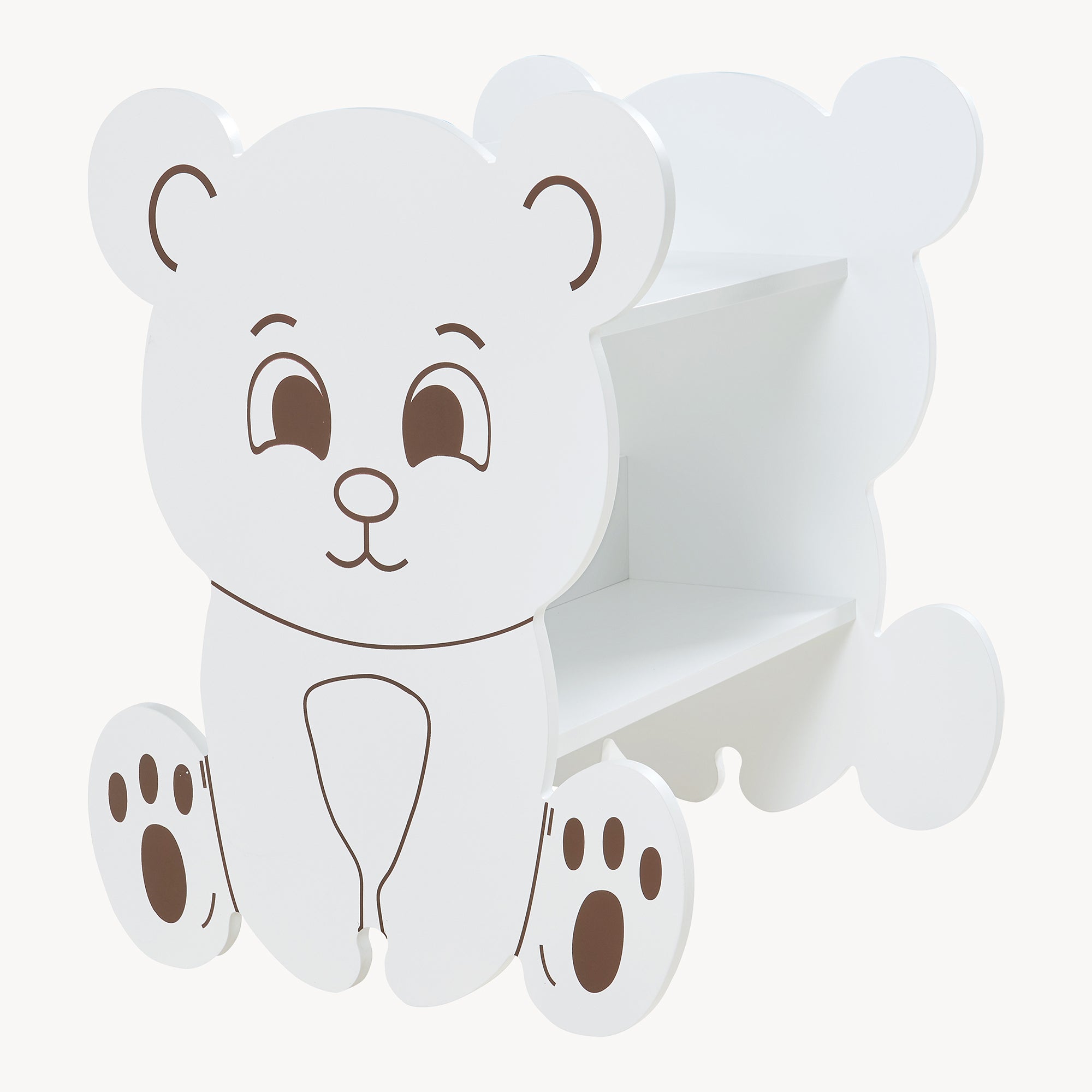 Scaffale Tårnby per Cameretta Libreria Bassa a 2 Ripiani 60x56x56 cm Design Orsacchiotto - Bianco [en.casa]