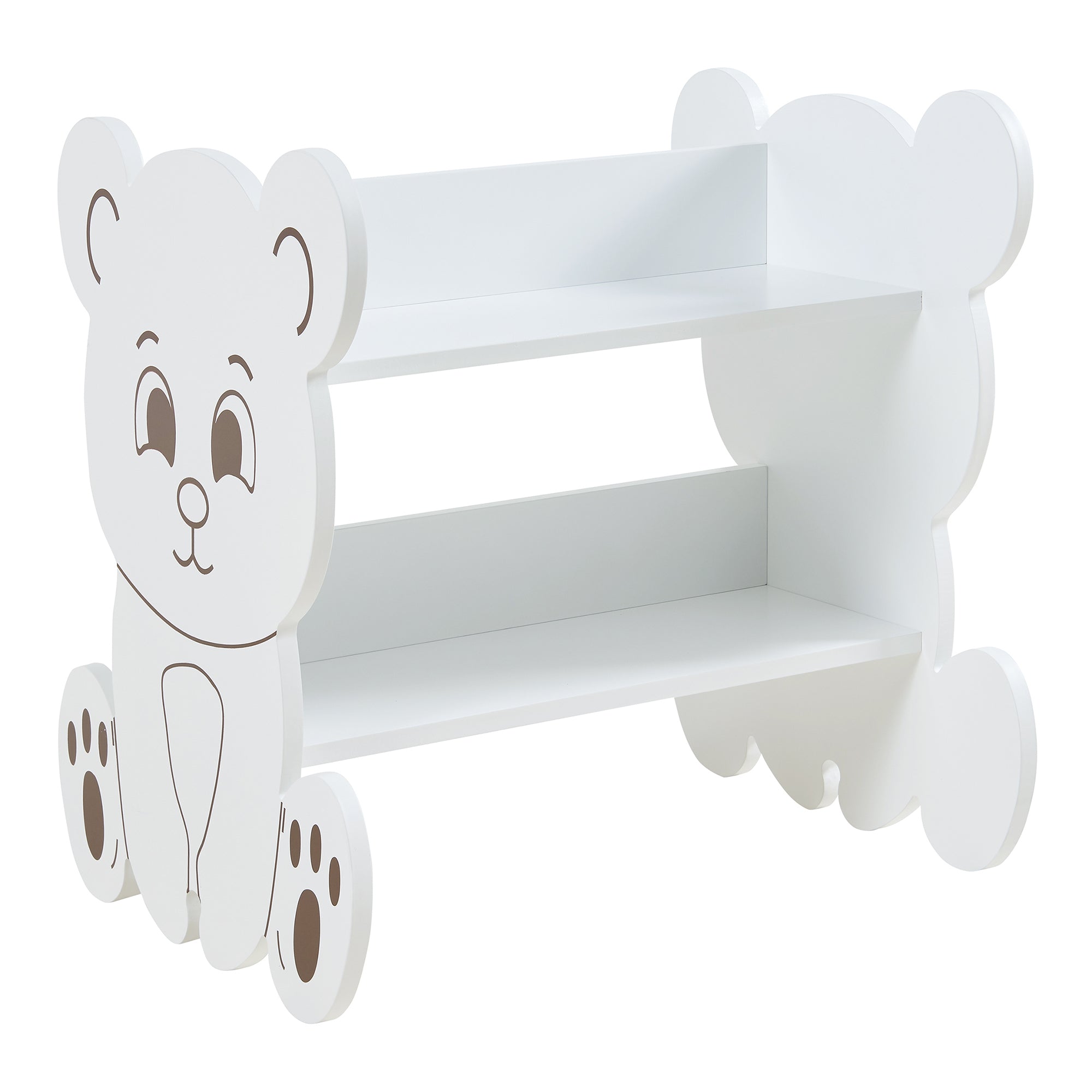 Scaffale Tårnby per Cameretta Libreria Bassa a 2 Ripiani 60x56x56 cm Design Orsacchiotto - Bianco [en.casa]