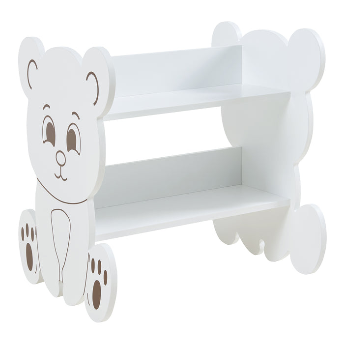 Scaffale Tårnby per Cameretta Libreria Bassa a 2 Ripiani 60x56x56 cm Design Orsacchiotto - Bianco [en.casa]