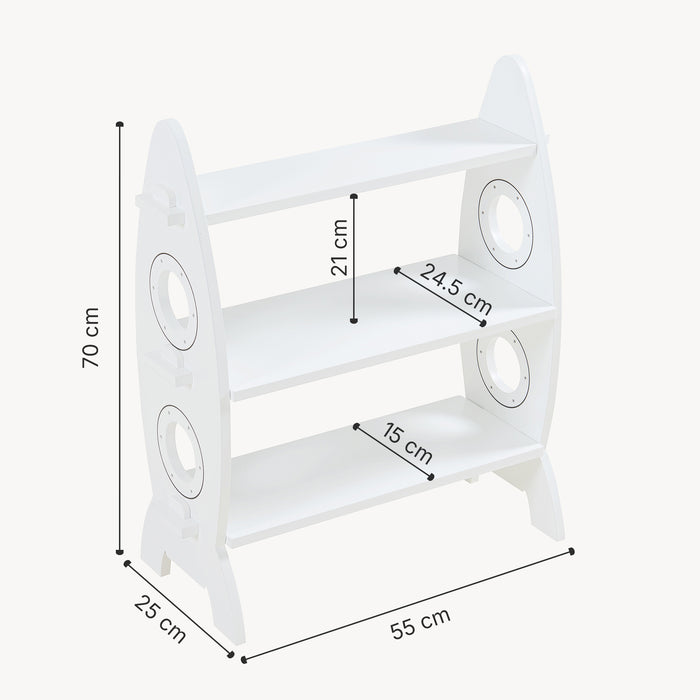 Scaffale Tårnby per Cameretta Libreria Bassa a 3 Ripiani 70x55x25 cm Design Razzo - Bianco [en.casa]