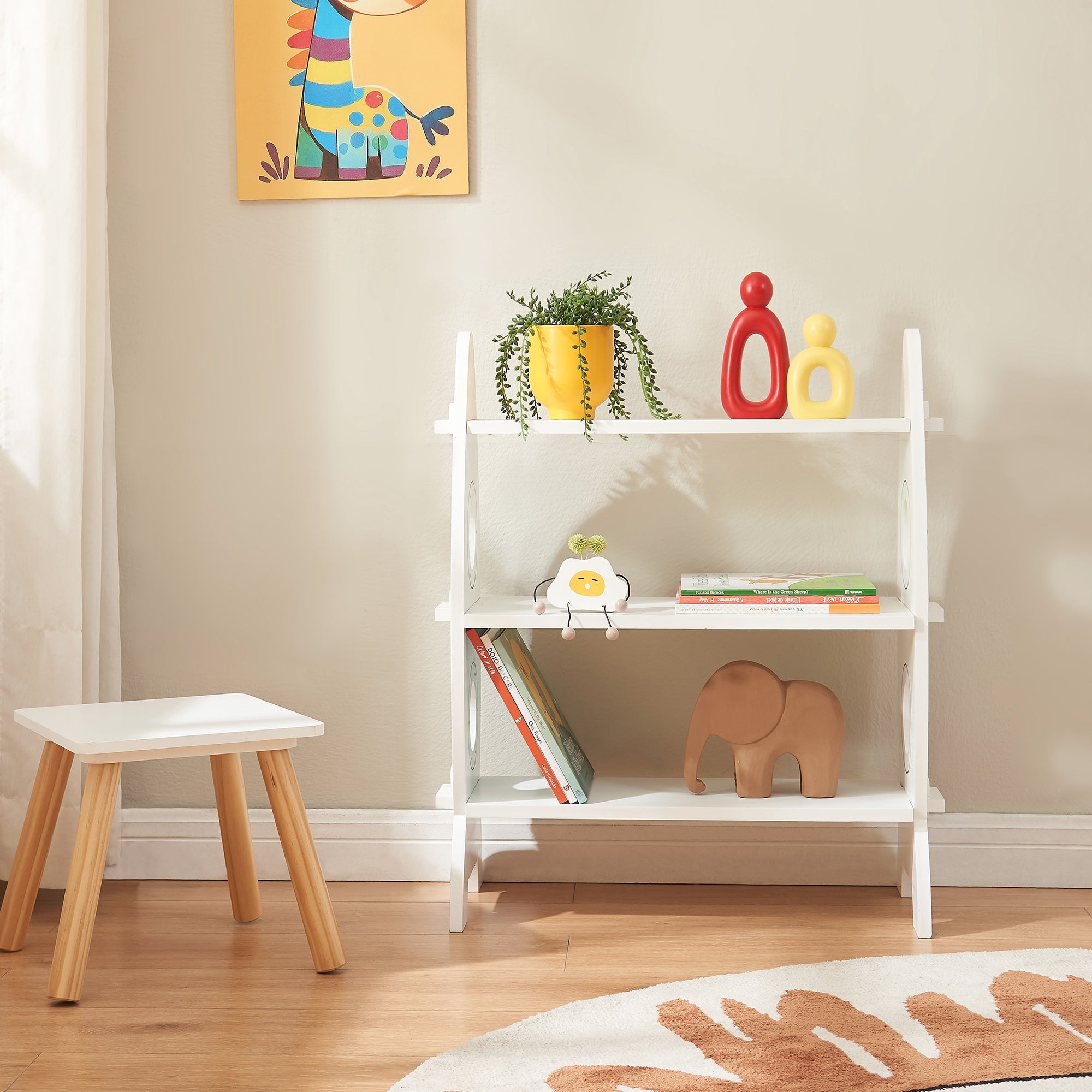 Scaffale Tårnby per Cameretta Libreria Bassa a 3 Ripiani 70x55x25 cm Design Razzo - Bianco [en.casa]