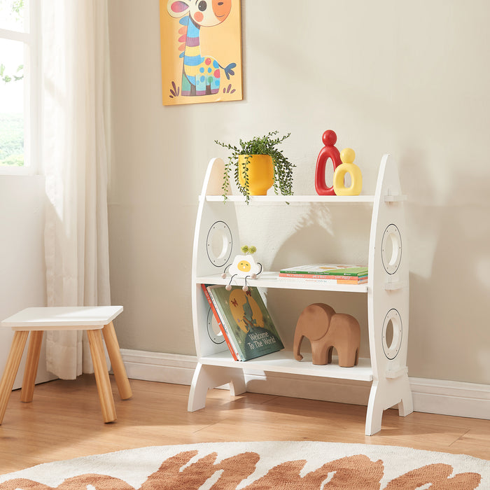 Scaffale Tårnby per Cameretta Libreria Bassa a 3 Ripiani 70x55x25 cm Design Razzo - Bianco [en.casa]