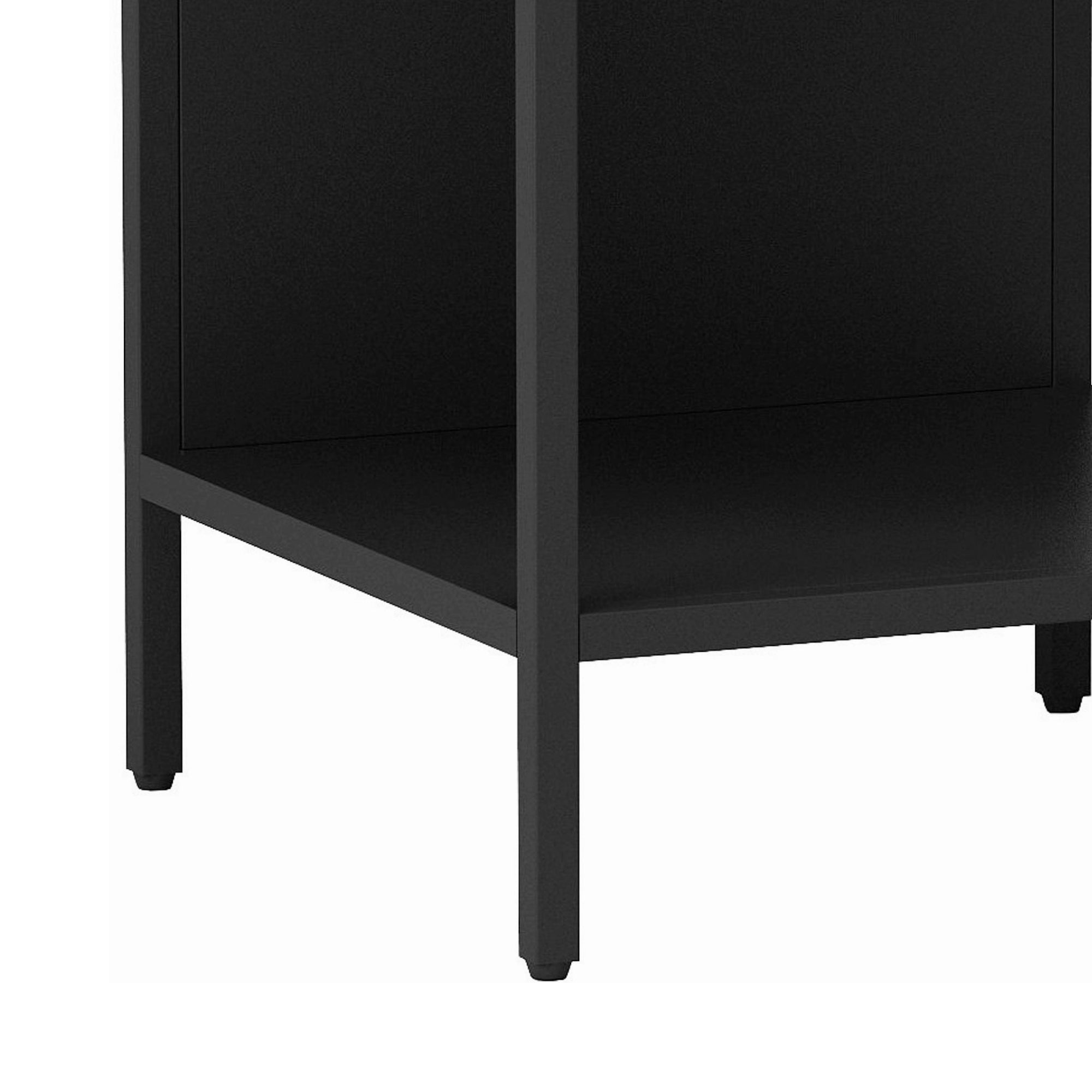 Tavolino Akaa con Scomparto Aperto Arcuato 52 x 35 x 35 cm Nero [en.casa]