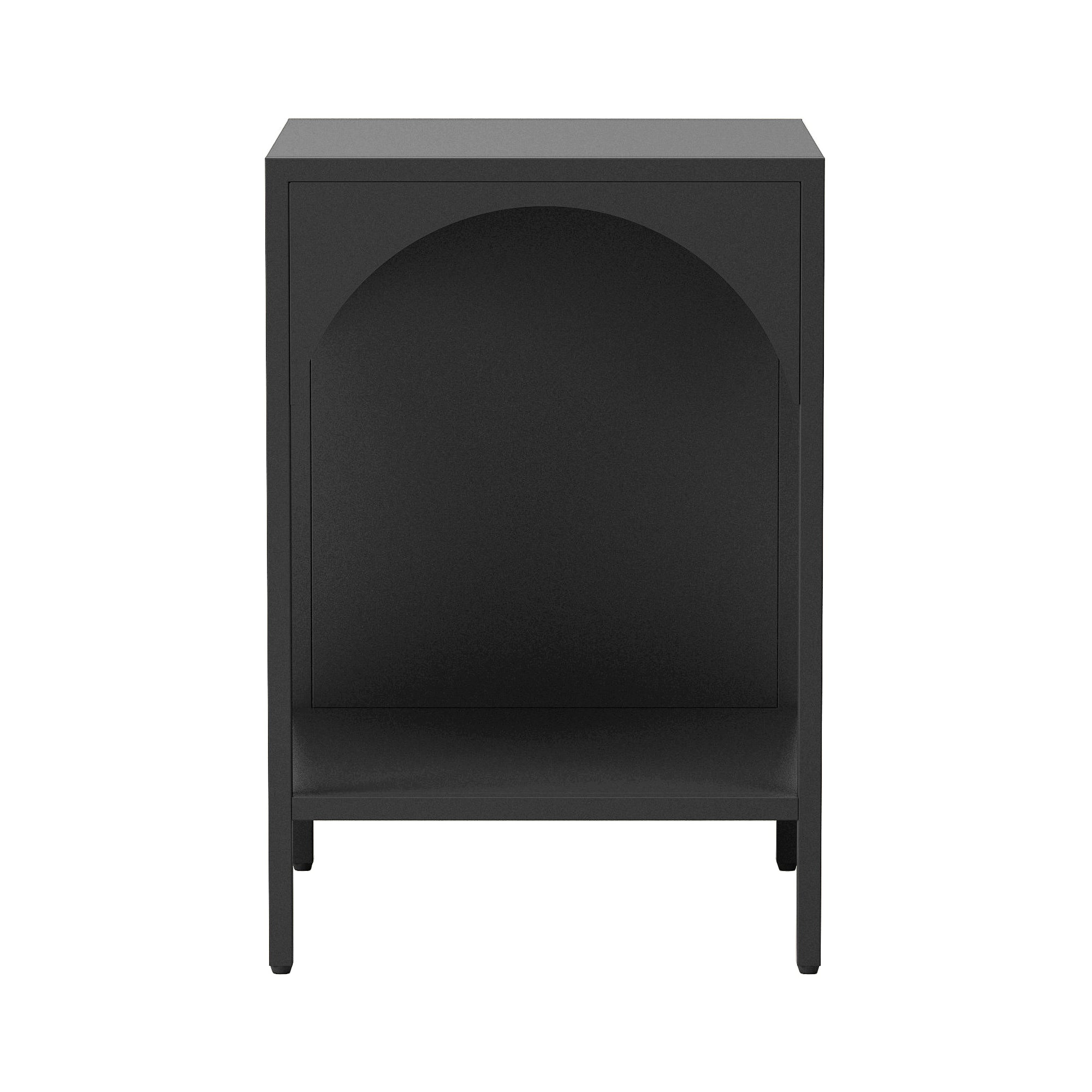 Tavolino Akaa con Scomparto Aperto Arcuato 52 x 35 x 35 cm Nero [en.casa]