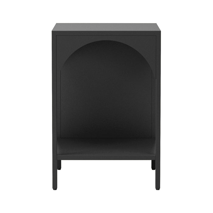 Tavolino Akaa con Scomparto Aperto Arcuato 52 x 35 x 35 cm Nero [en.casa]