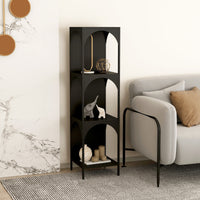 Scaffale Akaa con Scomparti Aperti Arcuati 133 x 35 x 35 cm Nero [en.casa]