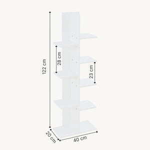 Scaffale da Terra Rødekro Libreria Mobile Espositore a 9 Piani da Appoggio 122x40x20 cm Bianco [en.casa]