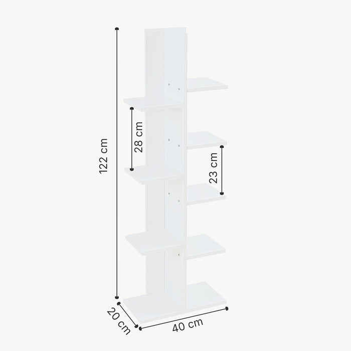 Scaffale da Terra Rødekro Libreria Mobile Espositore a 9 Piani da Appoggio 122x40x20 cm Bianco [en.casa]
