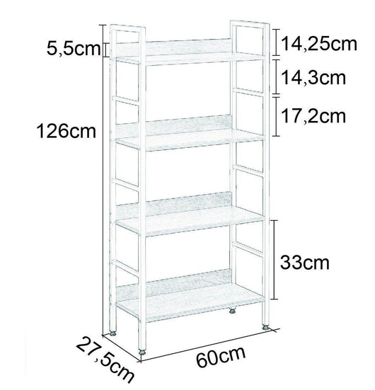 Libreria verticale in metallo rovere chiaro bianco 19_0000396