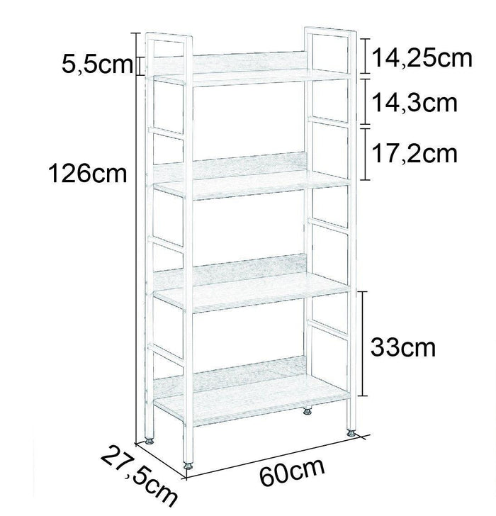 Libreria verticale in metallo rovere chiaro bianco 19_0000396