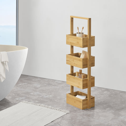 Scaffale Bardu con 4 Contenitori in bambù [en.casa]