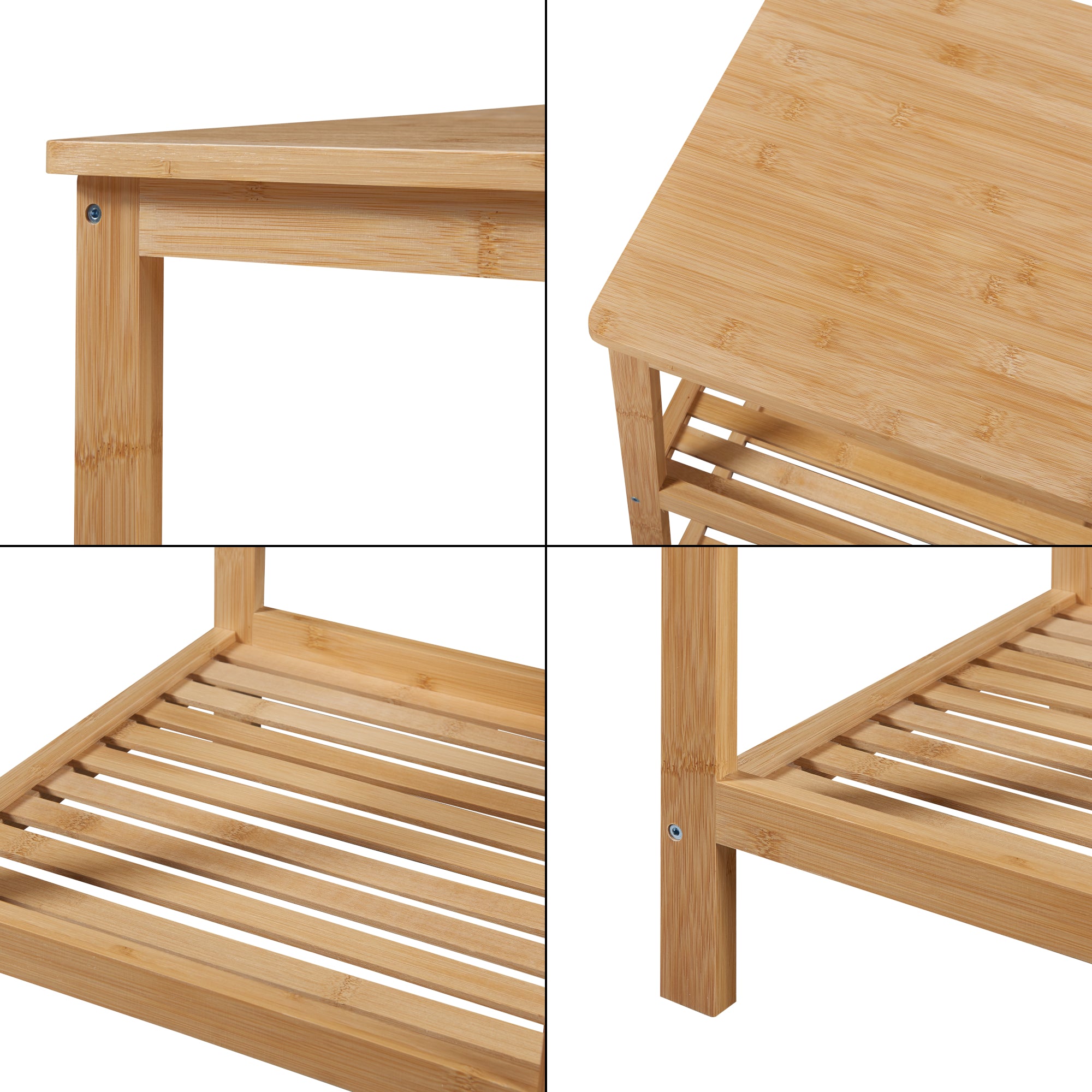 Scaffale Basso 'Ikerasak' in bambù con 3 Livelli Portaoggetti [en.casa]