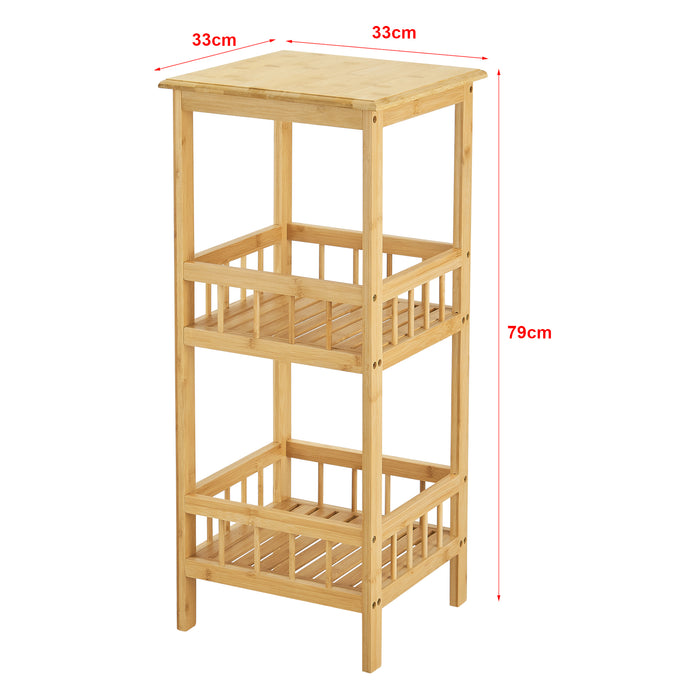 Scaffale in Bambù 'Pyhäjärvi' a 3 Ripiani Portaoggetti Portapiante- color Naturale [en.casa]