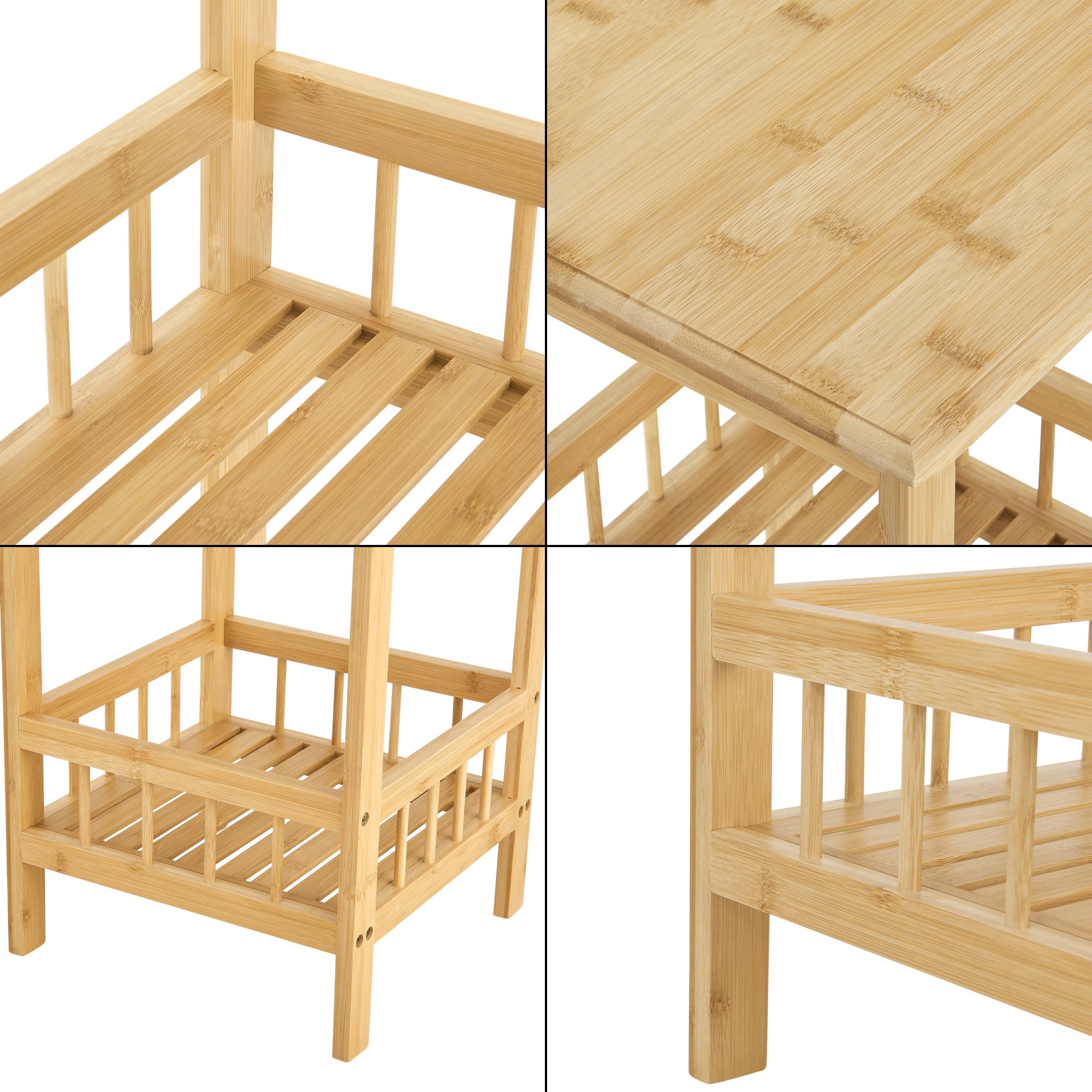 Scaffale in Bambù 'Pyhäjärvi' a 3 Ripiani Portaoggetti Portapiante- color Naturale [en.casa]