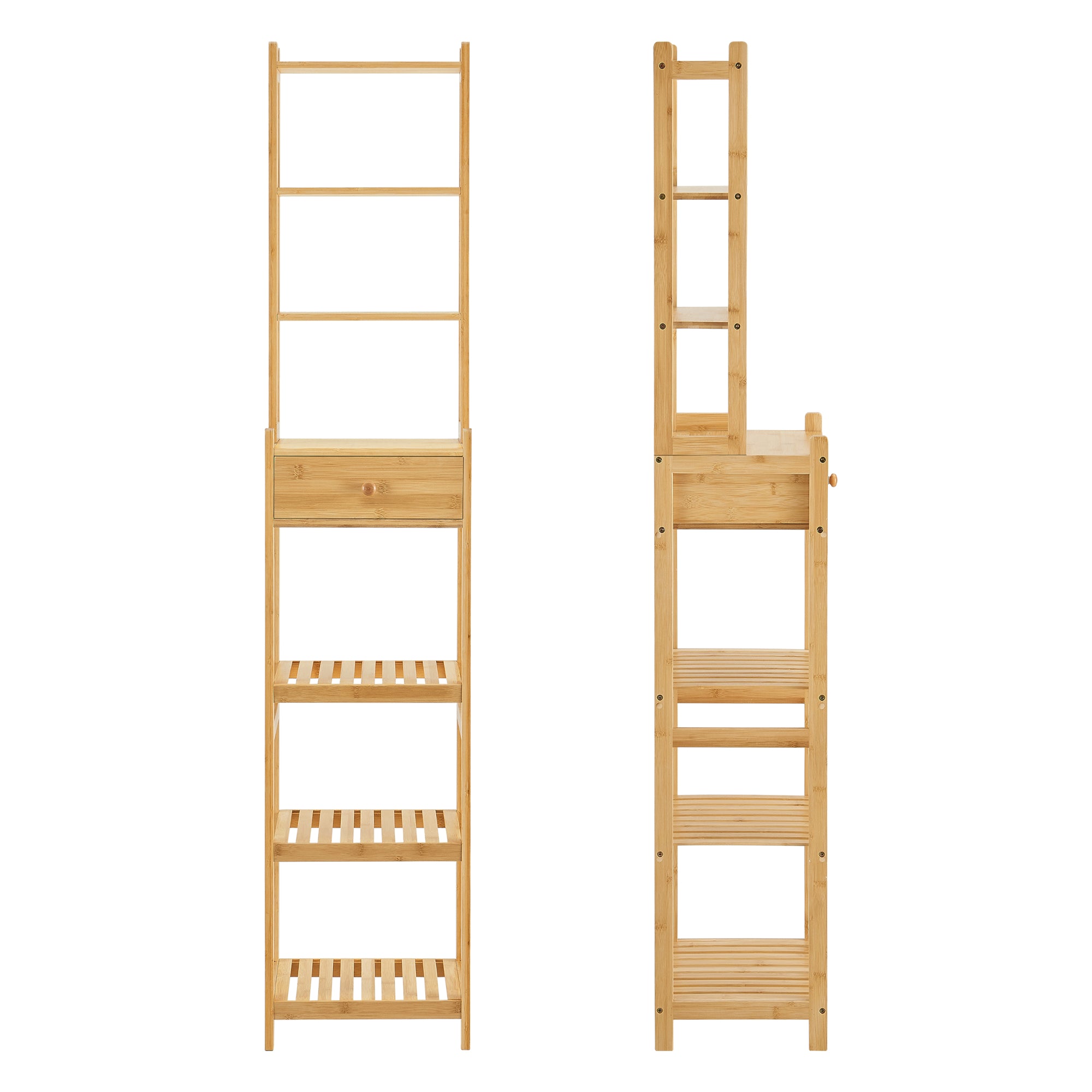 Scaffale a Torre in Bambù 'Siilinjärvi' con Cassetto e 7 Ripiani Portaoggetti [en.casa]