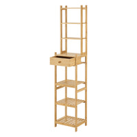 Scaffale a Torre in Bambù 'Siilinjärvi' con Cassetto e 7 Ripiani Portaoggetti [en.casa]