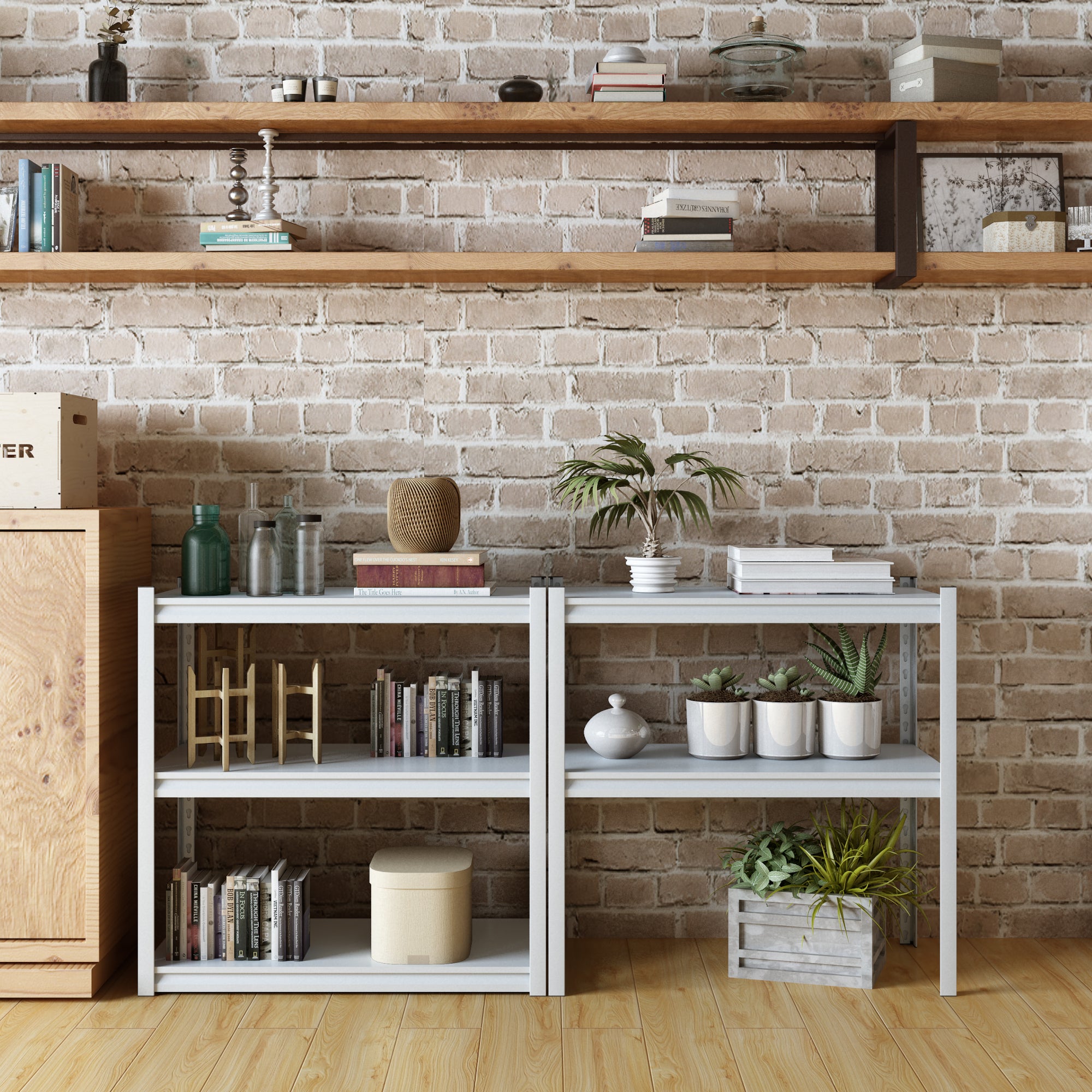 Scaffale Industriale Austrheim in Acciaio 183 x 90 x 40 cm Bianco [en.casa]