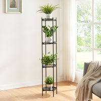 Portavasi Tuusula con 4 Sottovasi Portapiante in Metallo Nero 134 x 25 cm [en.casa]