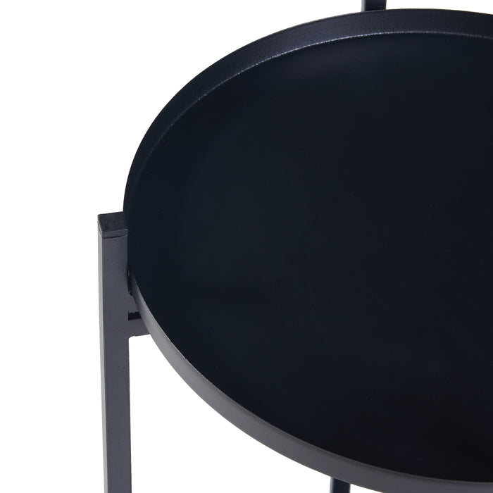 Portavasi Tuusula con 2 Sottovasi Portapiante in Metallo Nero 54 x 25 cm [en.casa]