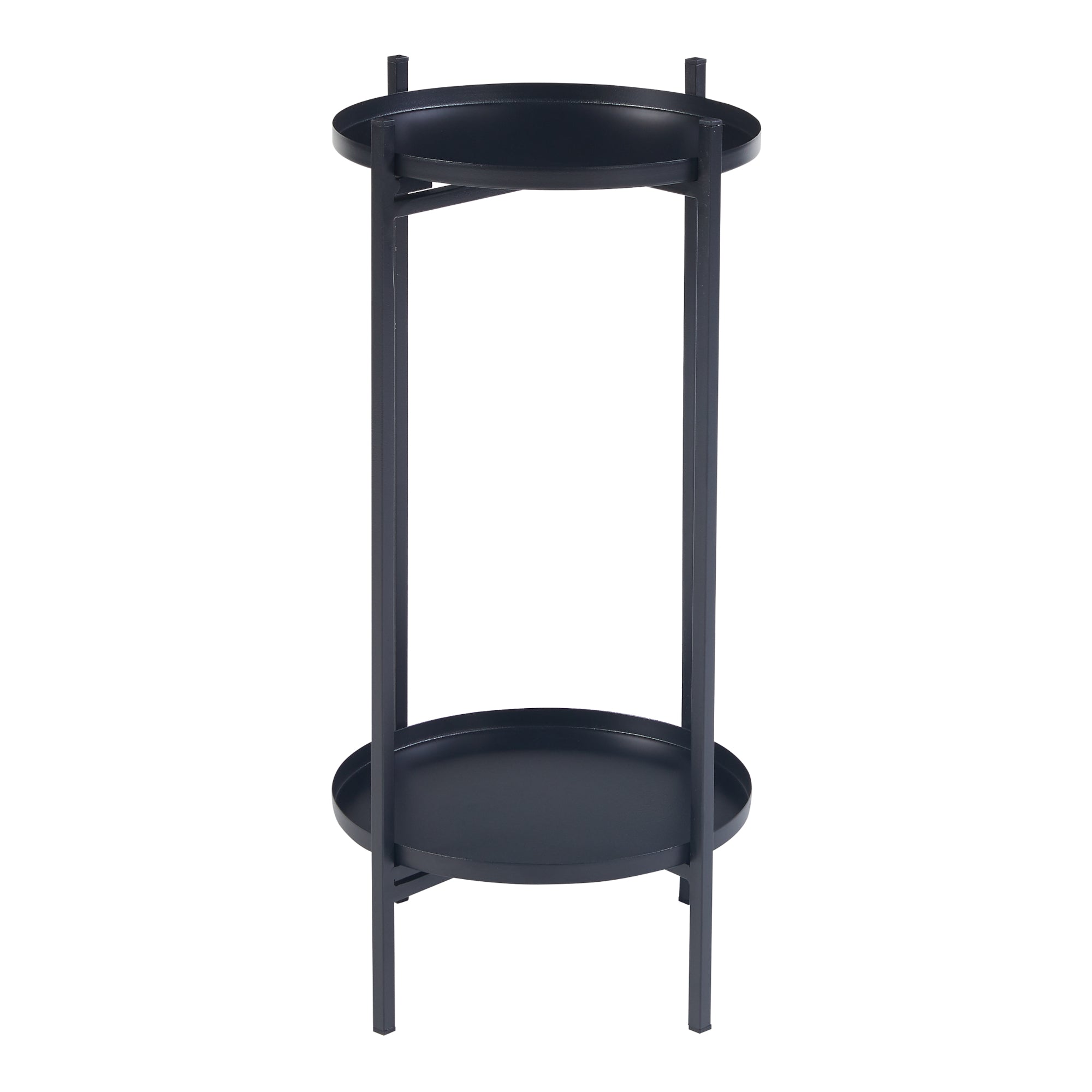 Portavasi Tuusula con 2 Sottovasi Portapiante in Metallo Nero 54 x 25 cm [en.casa]