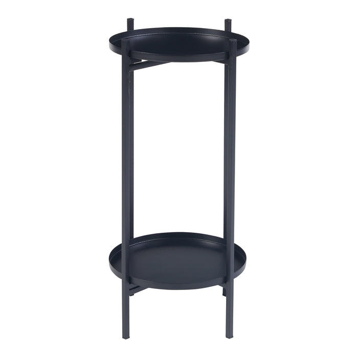 Portavasi Tuusula con 2 Sottovasi Portapiante in Metallo Nero 54 x 25 cm [en.casa]