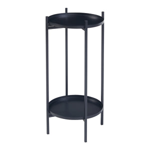 Portavasi Tuusula con 2 Sottovasi Portapiante in Metallo Nero 54 x 25 cm [en.casa]