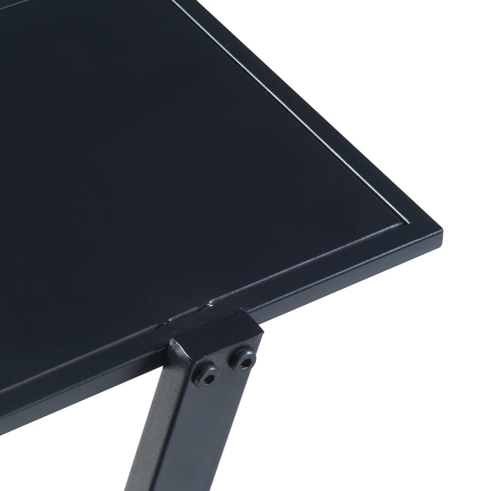 Consolle da Divano Rollag a Forma di Z con 3 Ripiani 72 x 40 x 25 cm Metallo Nero [en.casa]