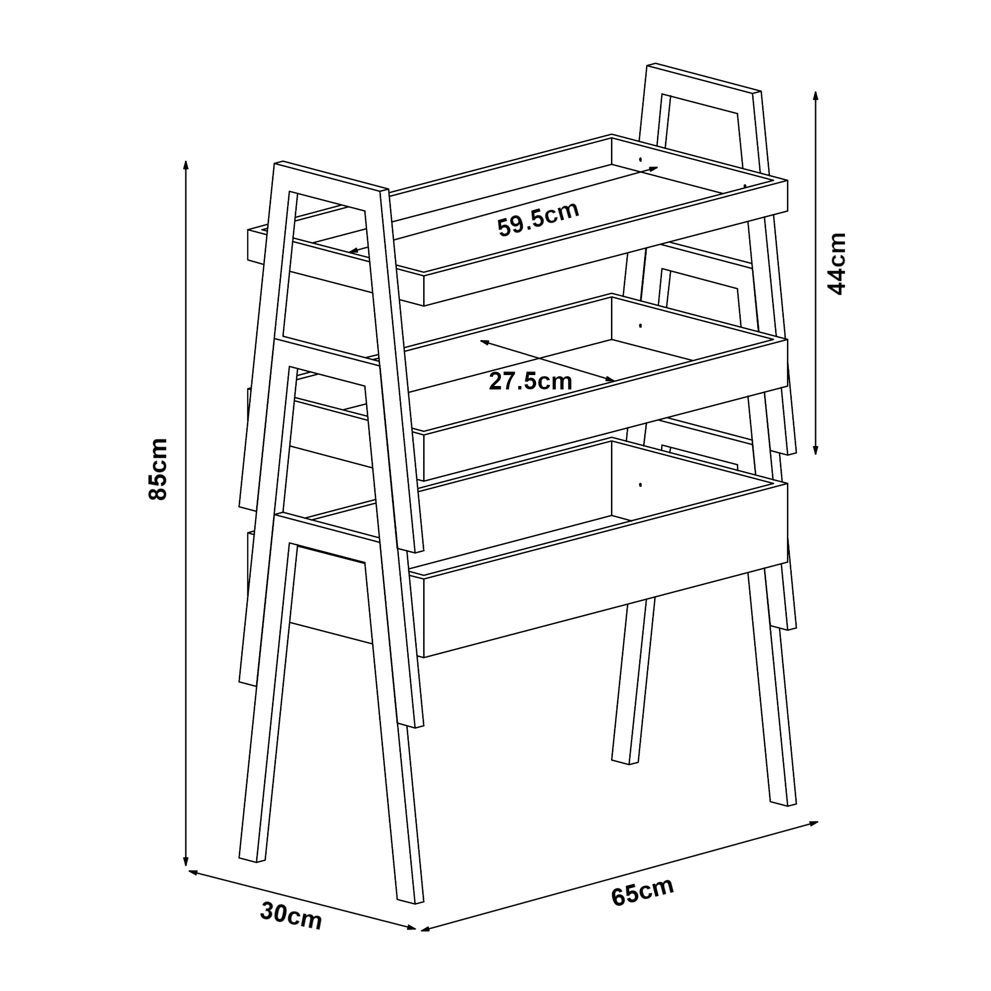 Scaffale Impilabile Set Hitra di 3 Ripiani a Bordi Rialzati Bambù Naturale / Bianco [en.casa]