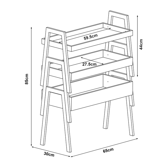 Scaffale Impilabile Set Hitra di 3 Ripiani a Bordi Rialzati Bambù Naturale / Bianco [en.casa]