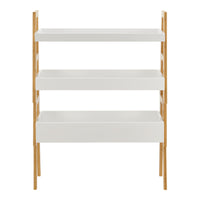 Scaffale Impilabile Set Hitra di 3 Ripiani a Bordi Rialzati Bambù Naturale / Bianco [en.casa]