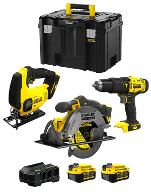 Stanley fatmax v20 stanley fatmax kit svk303 (sfmcs600 + sfmcs500 + sfmcd711 + 2 x 4,0 ah + caricabatteria + tstak vi) 8435587919483