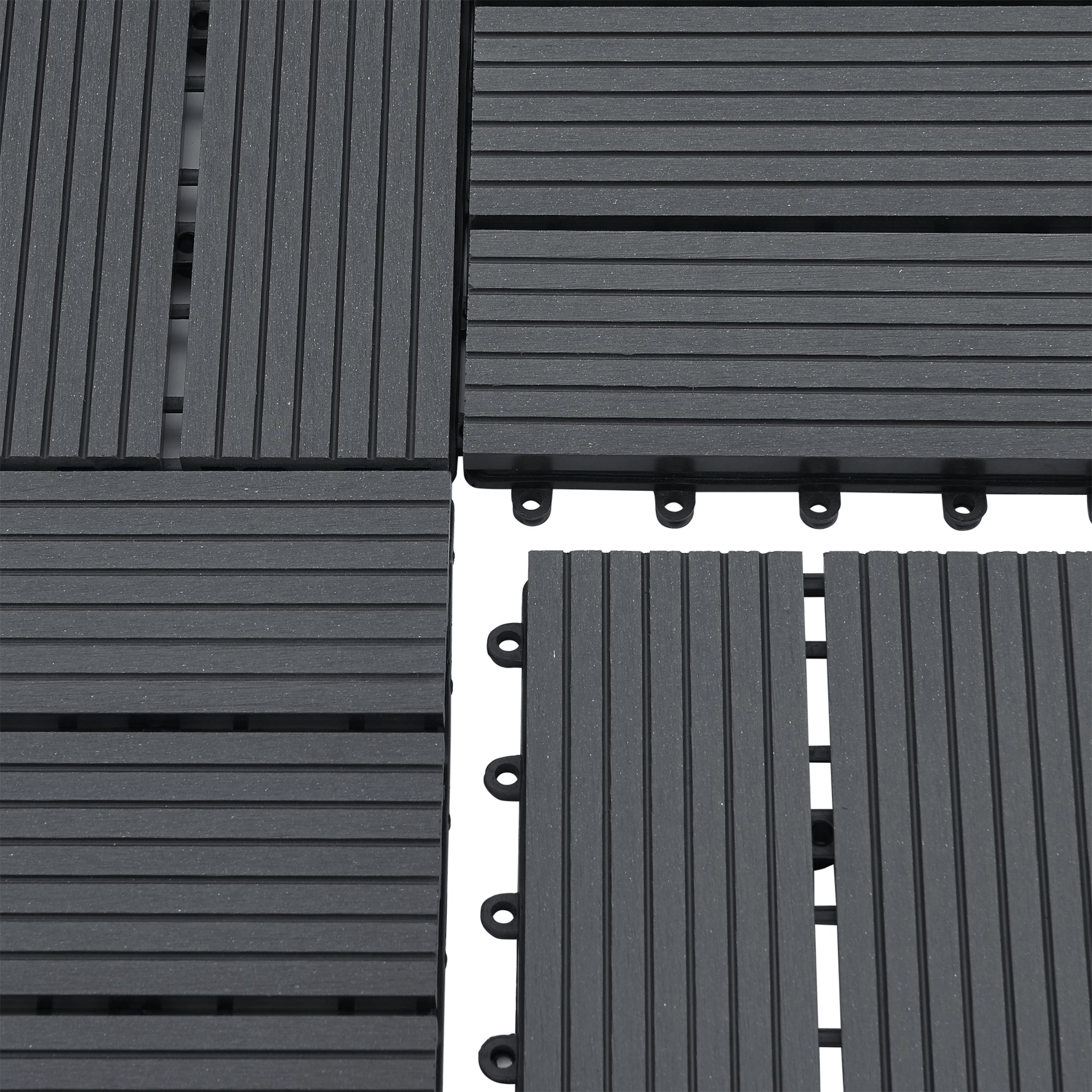 Set di 11 piastrelle da giardino in legno composito 1m² 30 x 30 x 2,2 cm grigio scuro 03_0006874