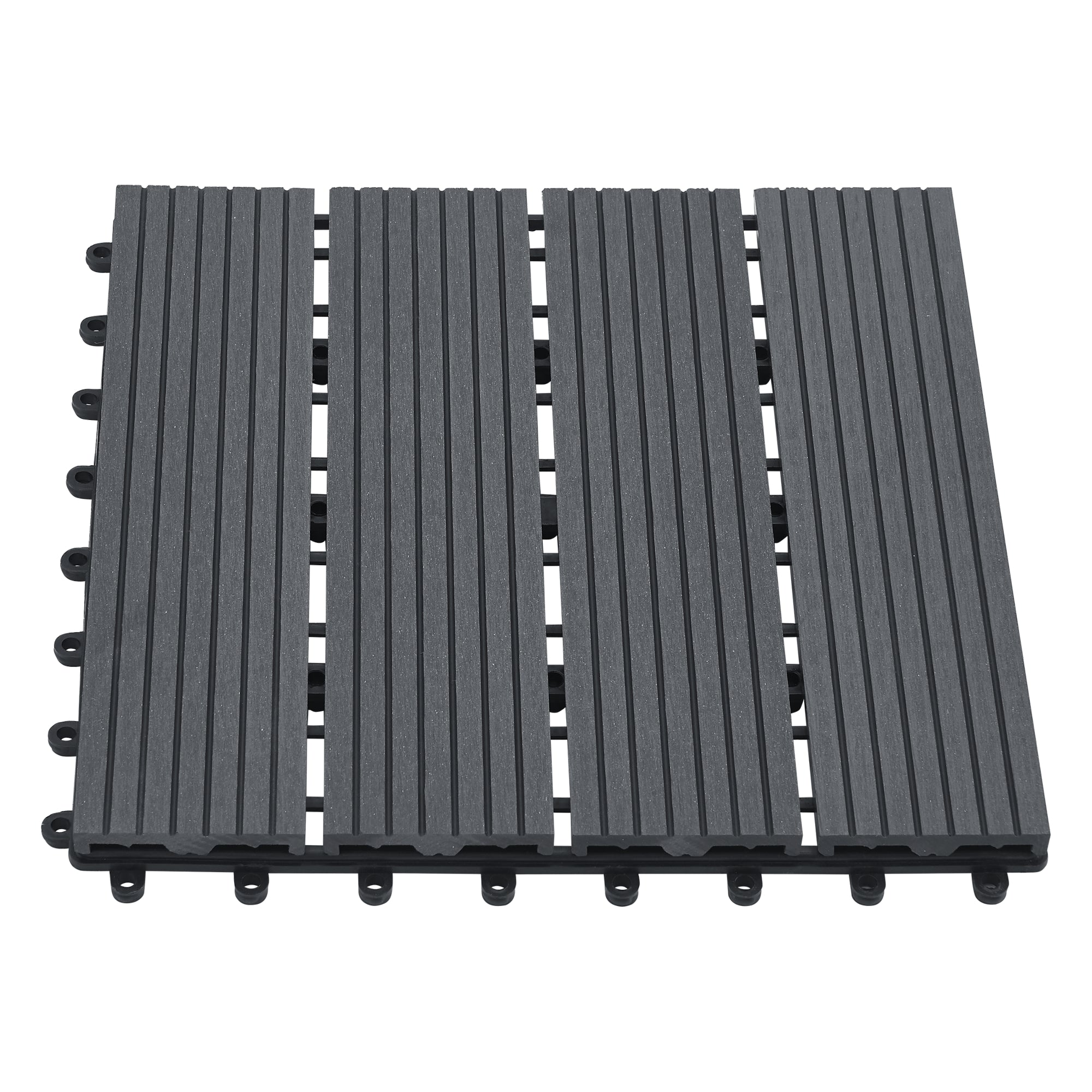 Set di 11 piastrelle da giardino in legno composito 1m² 30 x 30 x 2,2 cm grigio scuro 03_0006874