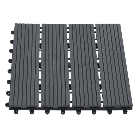 Set di 11 piastrelle da giardino in legno composito 1m² 30 x 30 x 2,2 cm grigio scuro 03_0006874