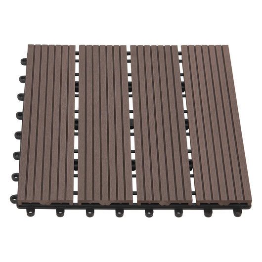 Set di 11 piastrelle da giardino in legno composito 1m² 30 x 30 x 22 cm marrone scuro 03_0006875