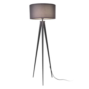 Lampada da Terra in Stile Treppiedi con Base in Metallo e Paralume Cilindrico in Tessuto E27 60W Piantana Tripode -