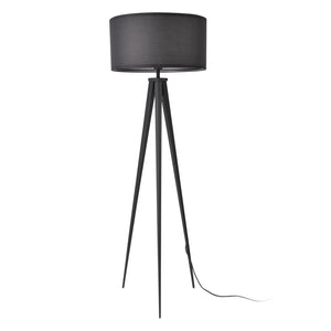 Lampada da Terra in Stile Treppiedi con Base in Metallo e Paralume Cilindrico in Tessuto E27 60W Piantana Tripode -