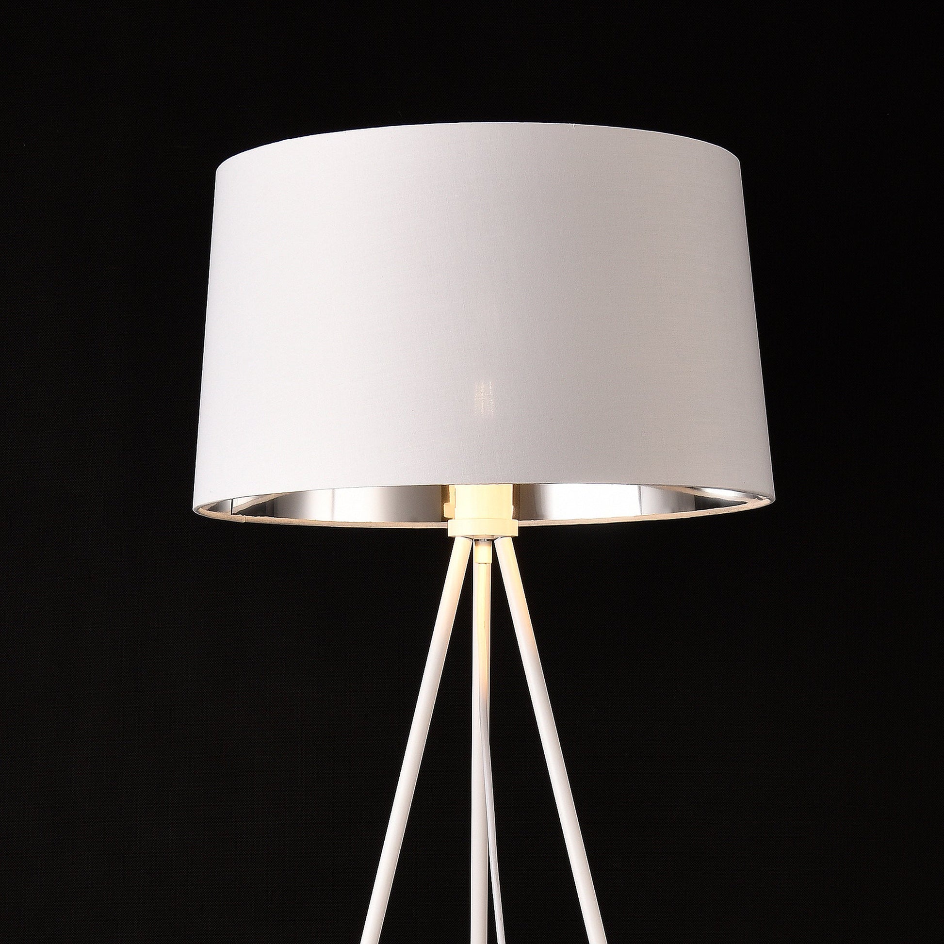 Lampada da terra lampada treppiede Manchester E27 metallo tessile altezza 150 cm argento bianco 03_0007326