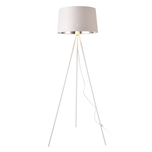 Lampada da terra lampada treppiede Manchester E27 metallo tessile altezza 150 cm argento bianco 03_0007326