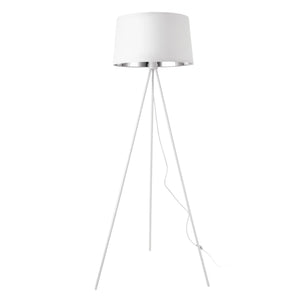 Lampada da terra lampada treppiede Manchester E27 metallo tessile altezza 150 cm argento bianco 03_0007326