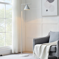 Lampada da Terra Leicester con Paralume Conico e Base in Marmo - Grigio Chiaro lux.pro