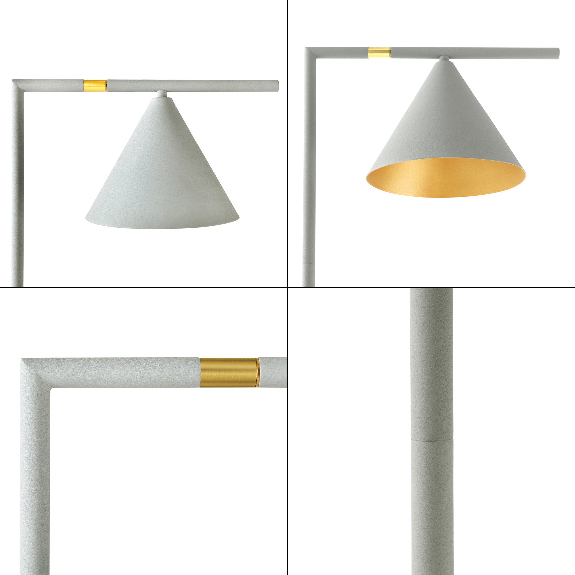 Lampada da Terra Leicester con Paralume Conico e Base in Marmo - Grigio Chiaro lux.pro