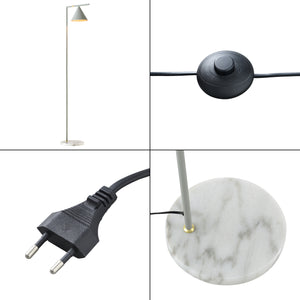 Lampada da Terra Leicester con Paralume Conico e Base in Marmo - Grigio Chiaro lux.pro